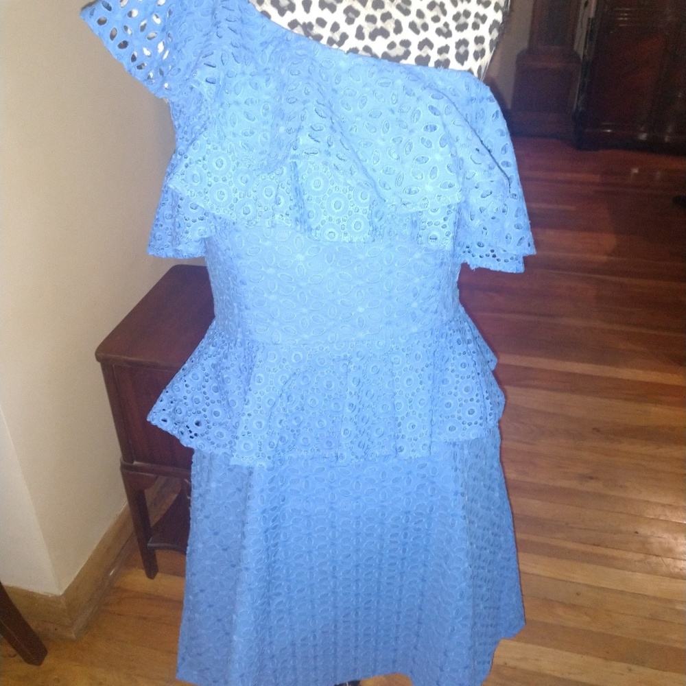 New Lilly Pulitzer Josey Costal Blue One Shoulder - Picture 4 of 8